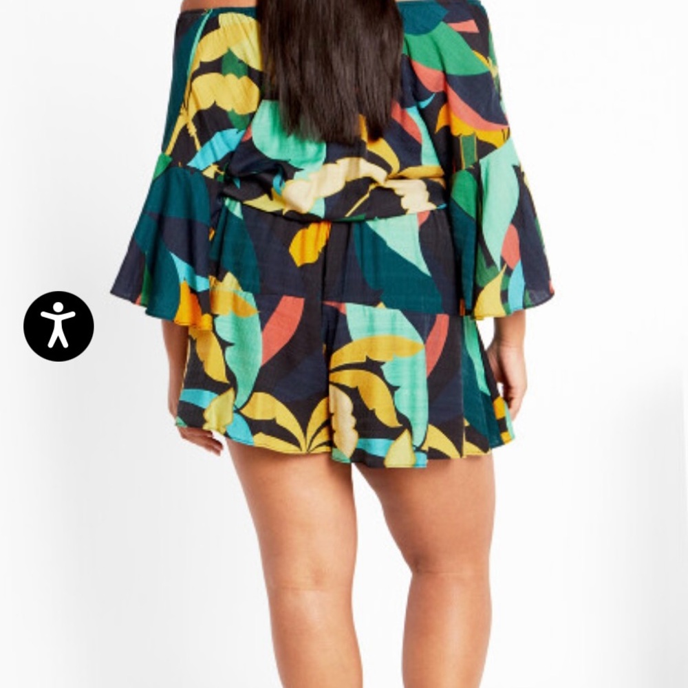 City Chic Multicolor Off-Shoulder Romper - Picture 3 of 10